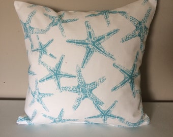 Starfish Pillow Cover, Blue Starfish Pillow Cover, 18''x 18'' Beach Decor Pillow Cover