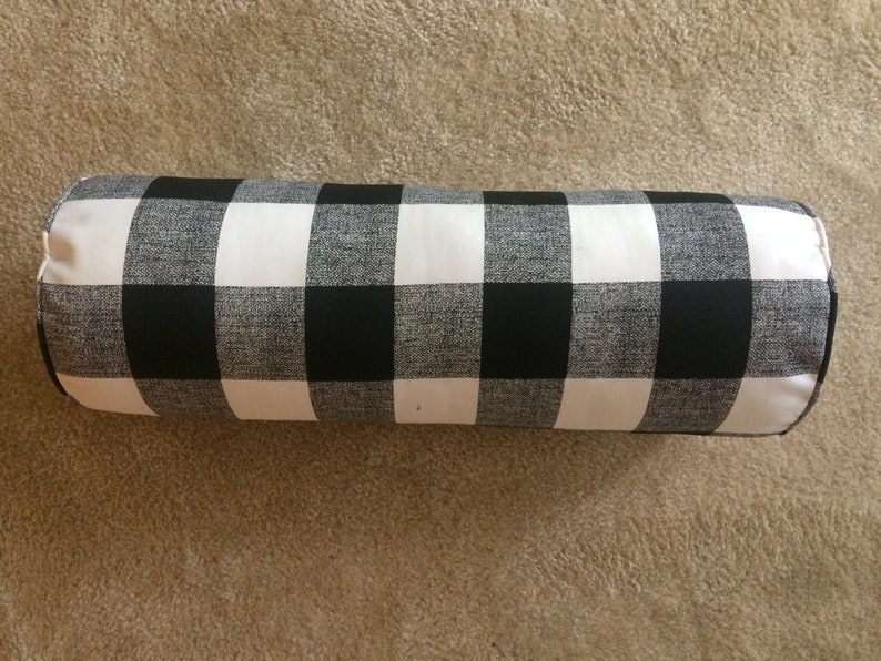 Outdoor Plaid Bolster Pillow Cover Black and White Plaid Etsy