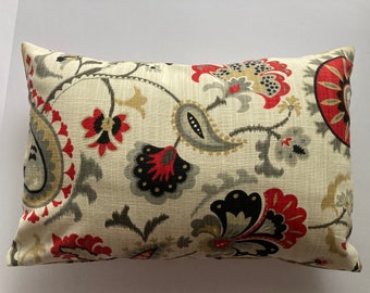 Floral Pillow Cover, Multi Color Pillow Cover, 14''x 20'' Decorative Pillow Cover.