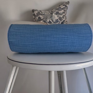 Blue Bolster Decorative Pillow Cover Blue Slub Bolster Pillow Cover Decor