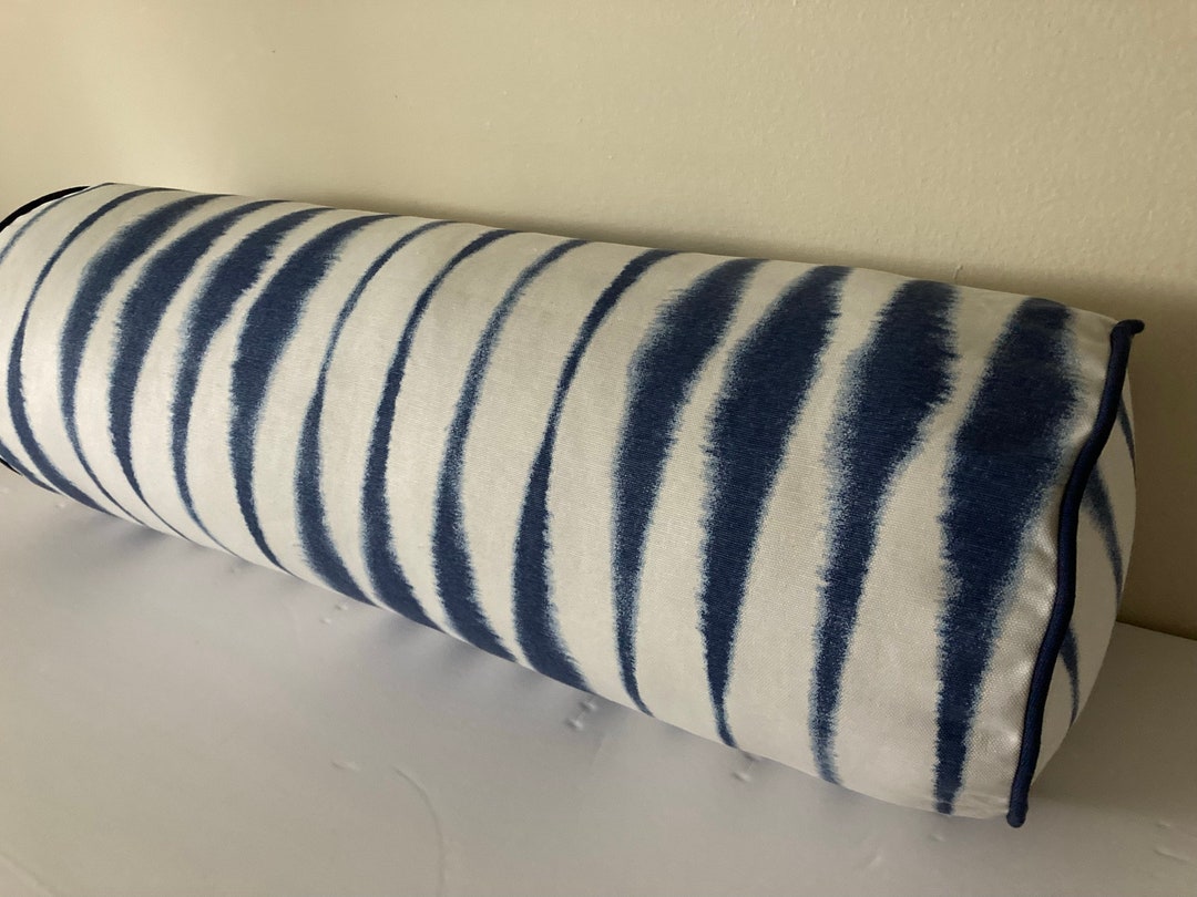 Indigo Vintage Bolster Pillow Cover, Navy/white Bolster Pillow Cover, Decorative Bolster Cover