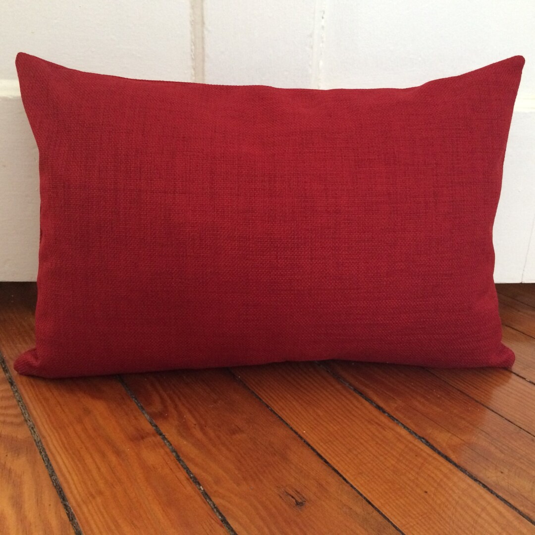 Red Lumbar Pillow Cover, Cherry Red Rustic Lumbar Pillow Cover, Rustic