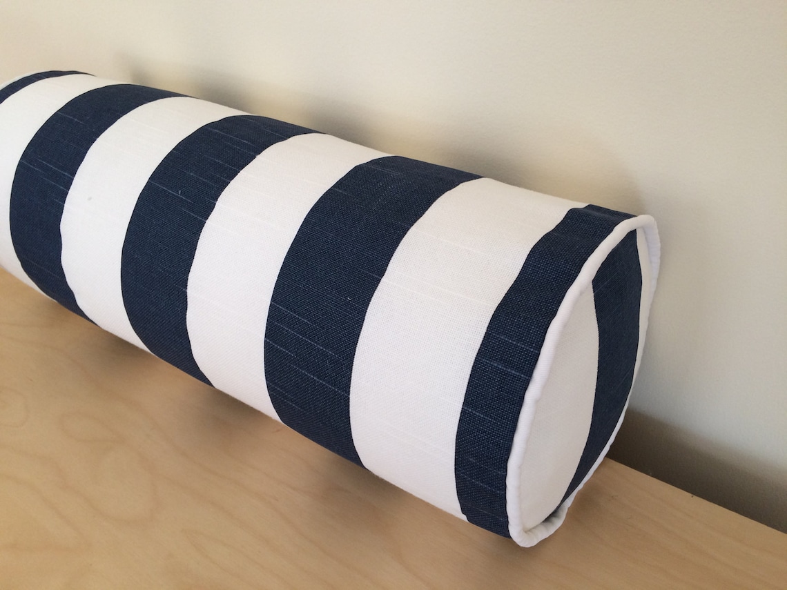 Navy and White Stripes Bolster Pillow Cover Nautical Bolster Etsy