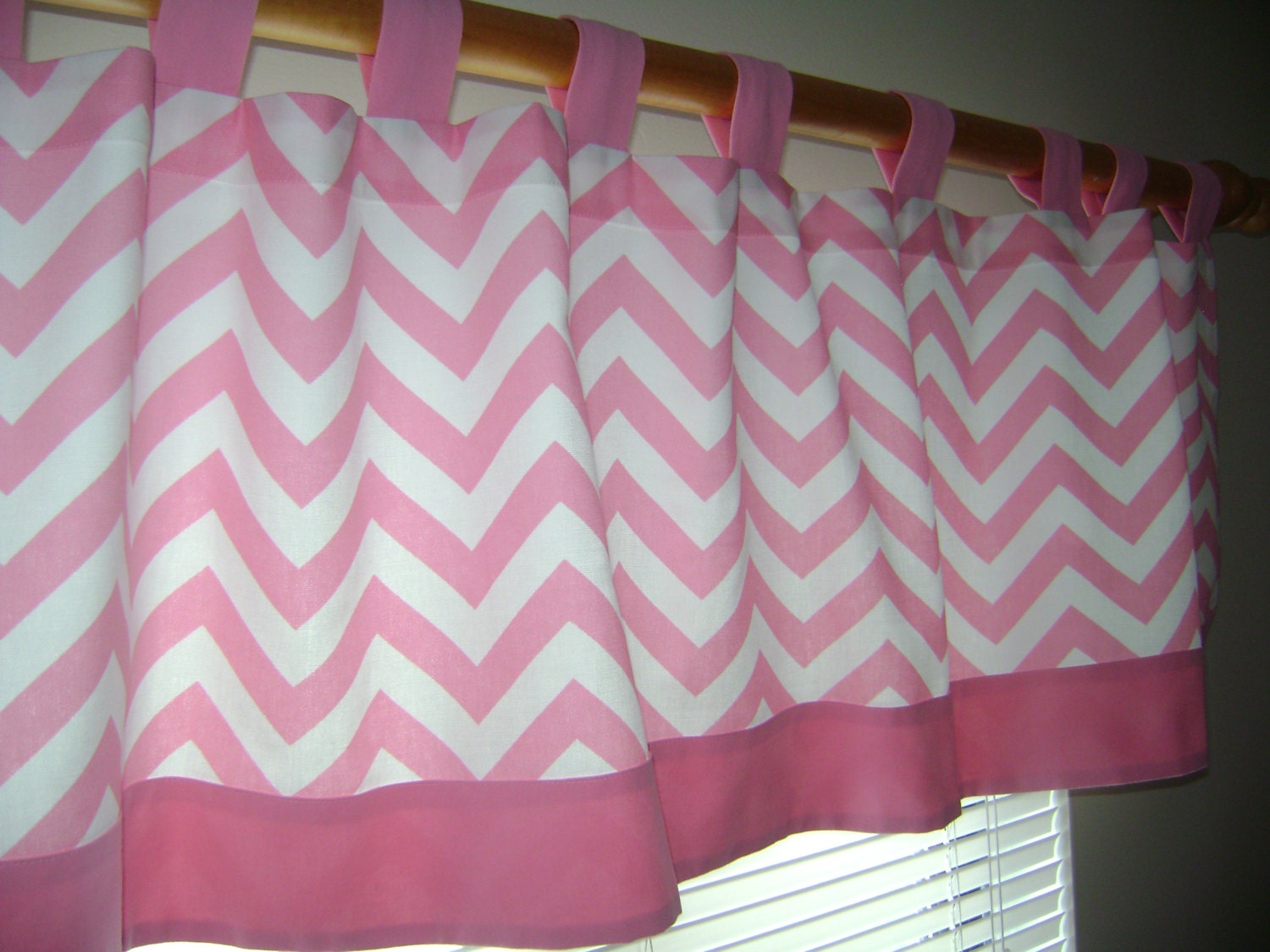 Tab Top Valance Pink/White Zig Zag Valance Nursery Tab Top Etsy