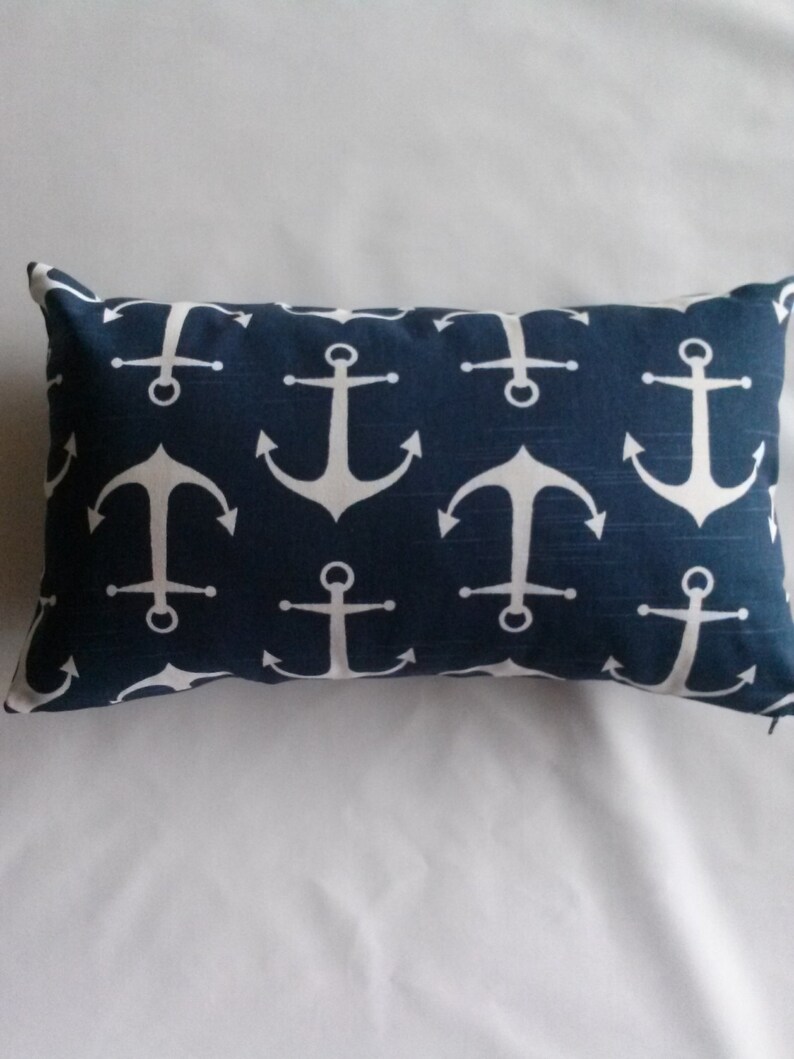 Outdoor Anchor Navy/white Lumbar Pillow Cover 12''x Etsy