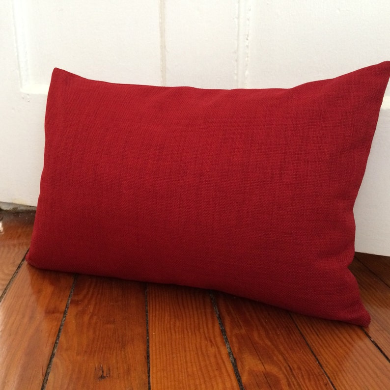 Red Lumbar Pillow Cover Cherry Red Rustic Lumbar Pillow Etsy