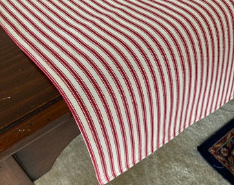 Farmhouse Red Thicking Table Runner, 13”x 72” Red/Natural Stripe Table Runner