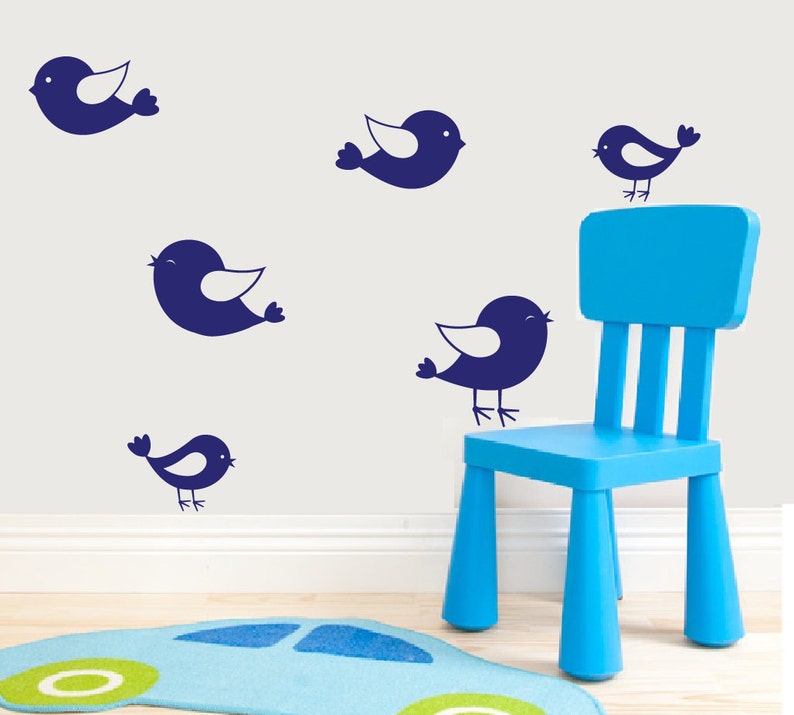 Bird Wall Decals Set of 6 Birds Nursery Wall Decal Girls Etsy
