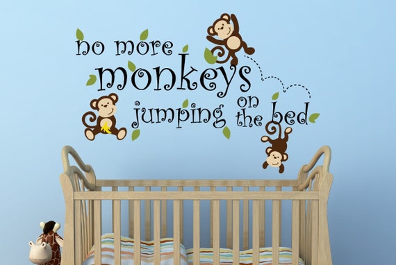 monkey wall decor no more monkeys jumping on the bed decal | etsy