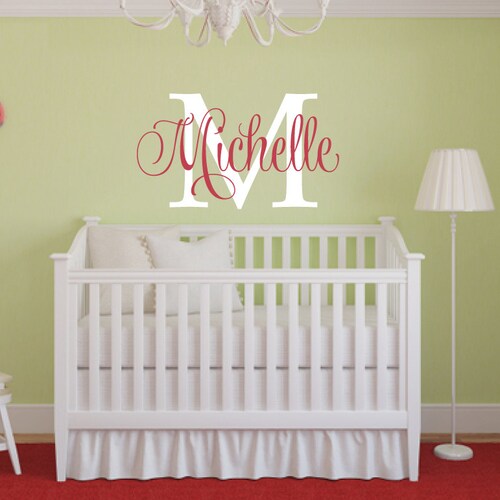 Baby Girl Nursery Decal Monogram Name Decal Personalized Etsy