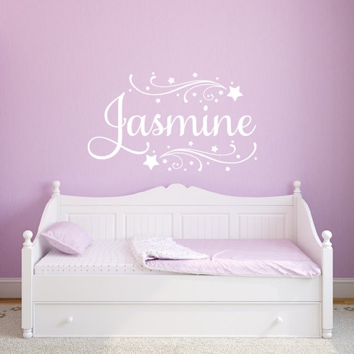 Nursery Wall Decor Swirly Name Wall Decal Baby Girl Etsy