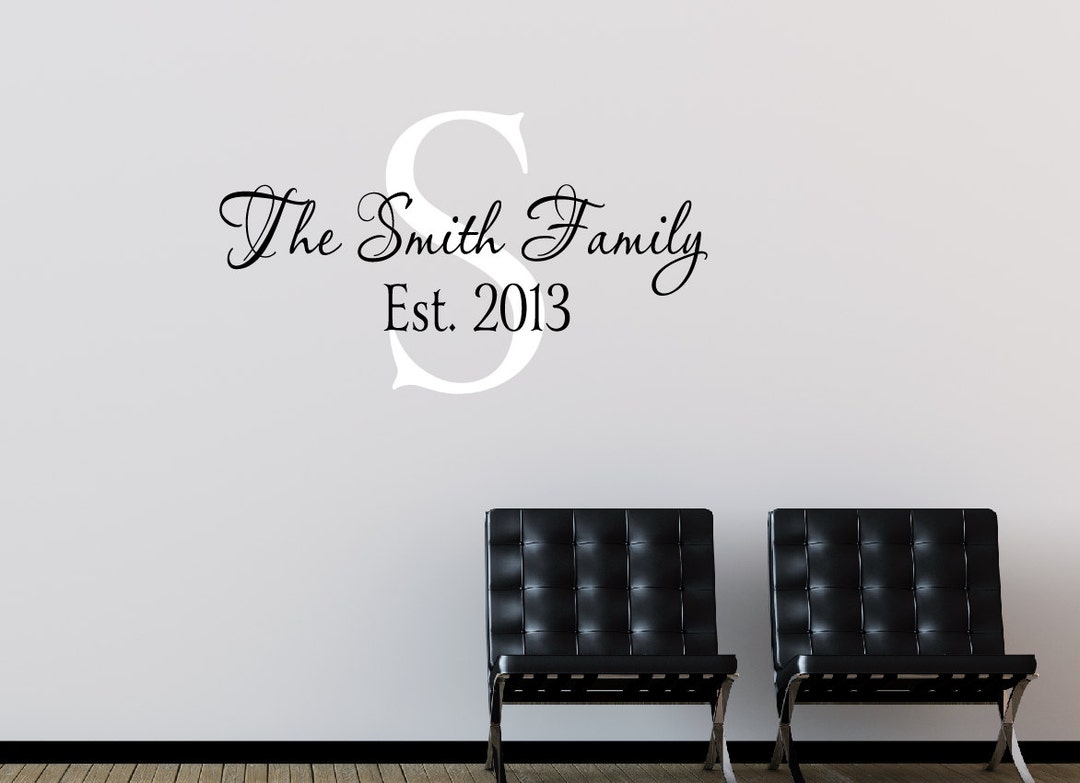 Family Name Wall Decal Family Name Monogram Wall Decal Family Date