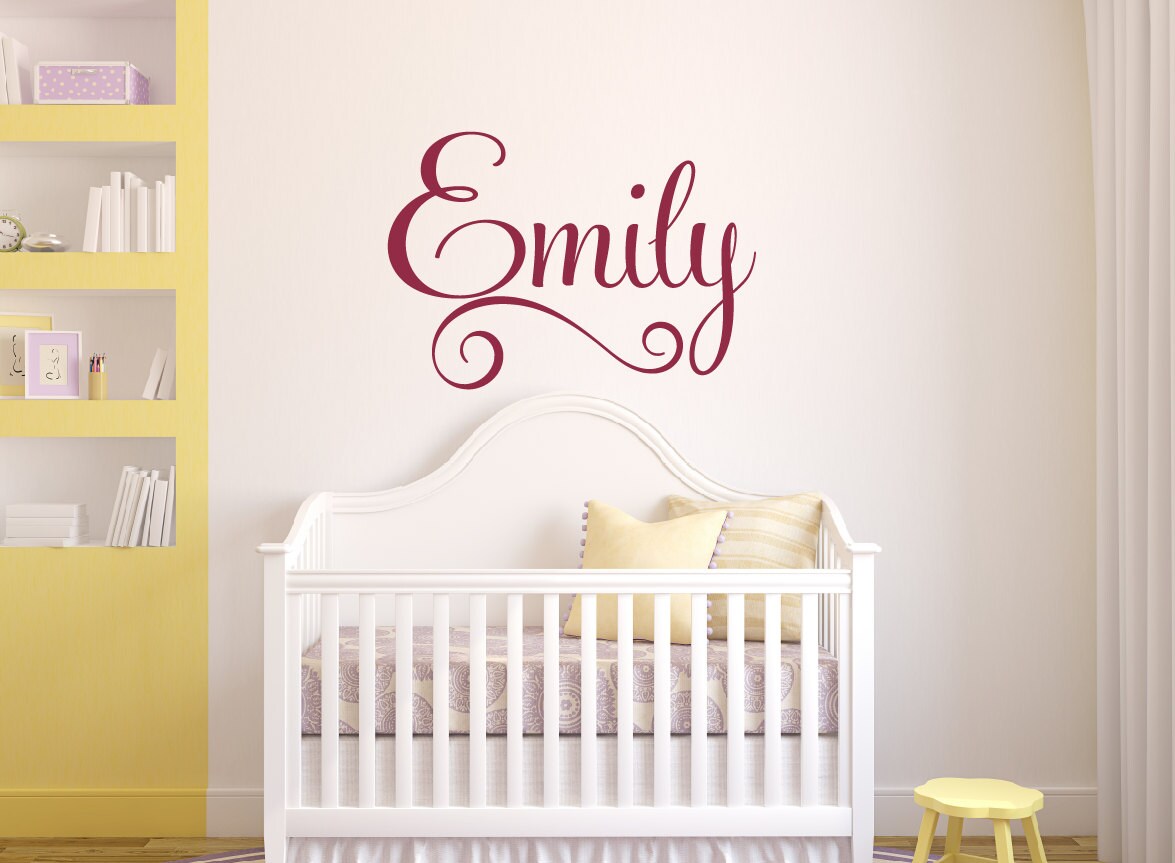 Girls Wall Decal Girls Name Wall Decal Swirly Name Wall Etsy