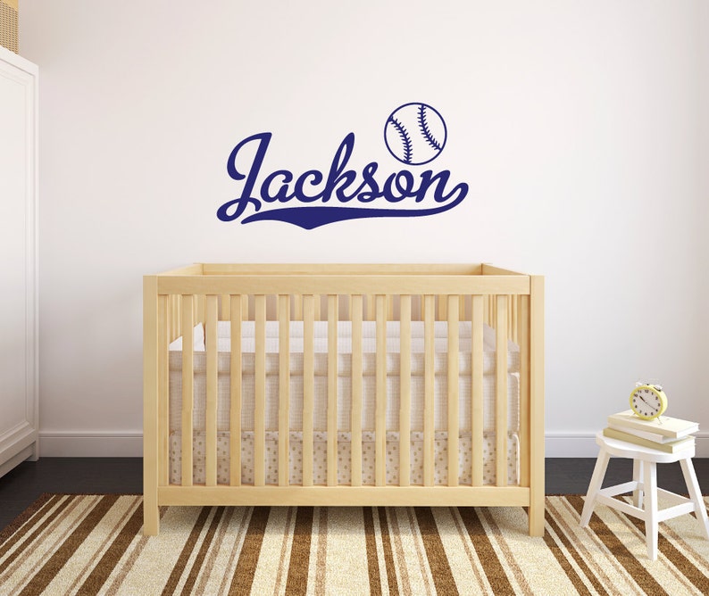 Nursery Wall Decor Baseball Decal Baseball Name Decal Boys Etsy