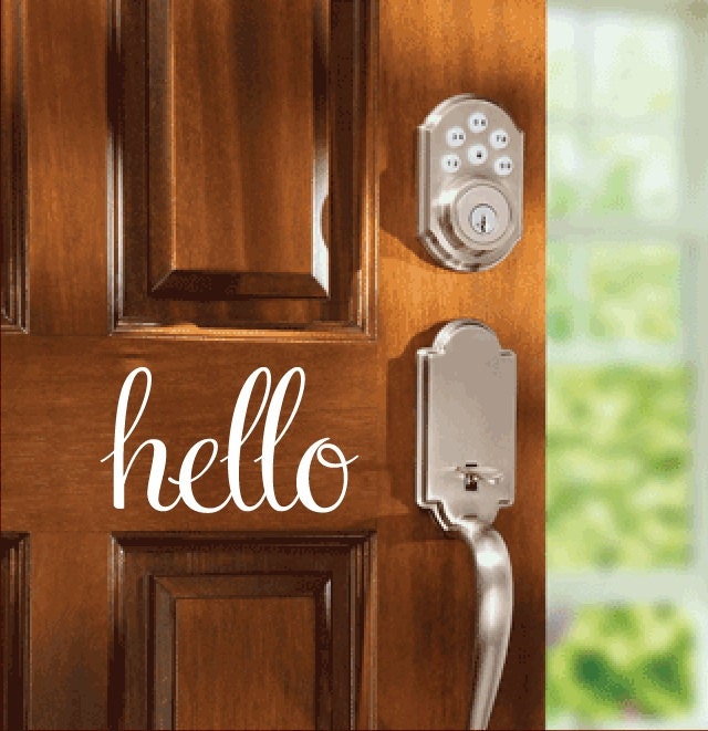 Script Hello and Goodbye Vinyl Door Decal Set Door Sticker 