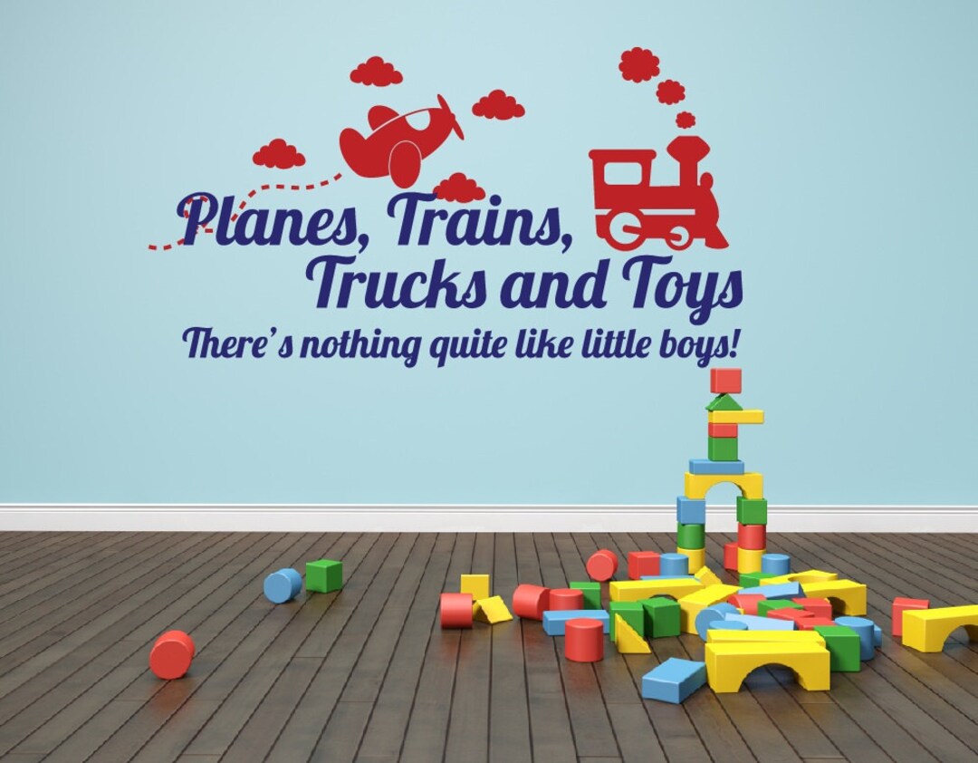 Playroom Decal Planes Trains Trucks and Toys Boy Wall Decal Etsy