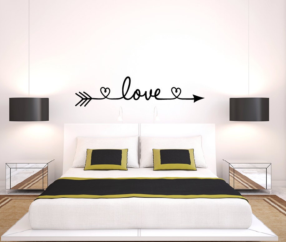 love arrow decal heart wall decal bedroom decor love | etsy