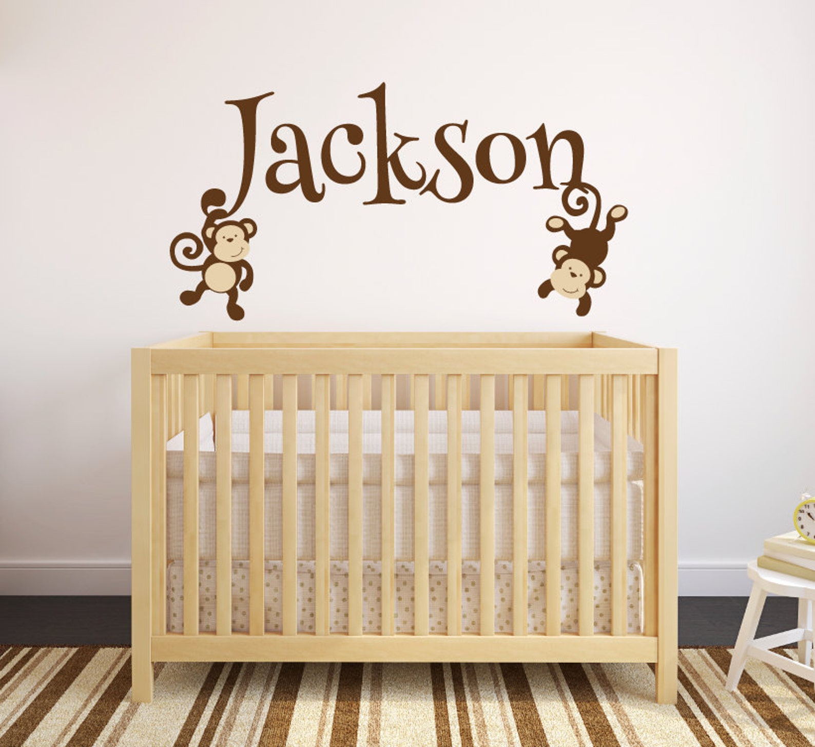 Monkey Wall Decal Monkey Wall Decor Nursery Wall Decal Monkey Etsy