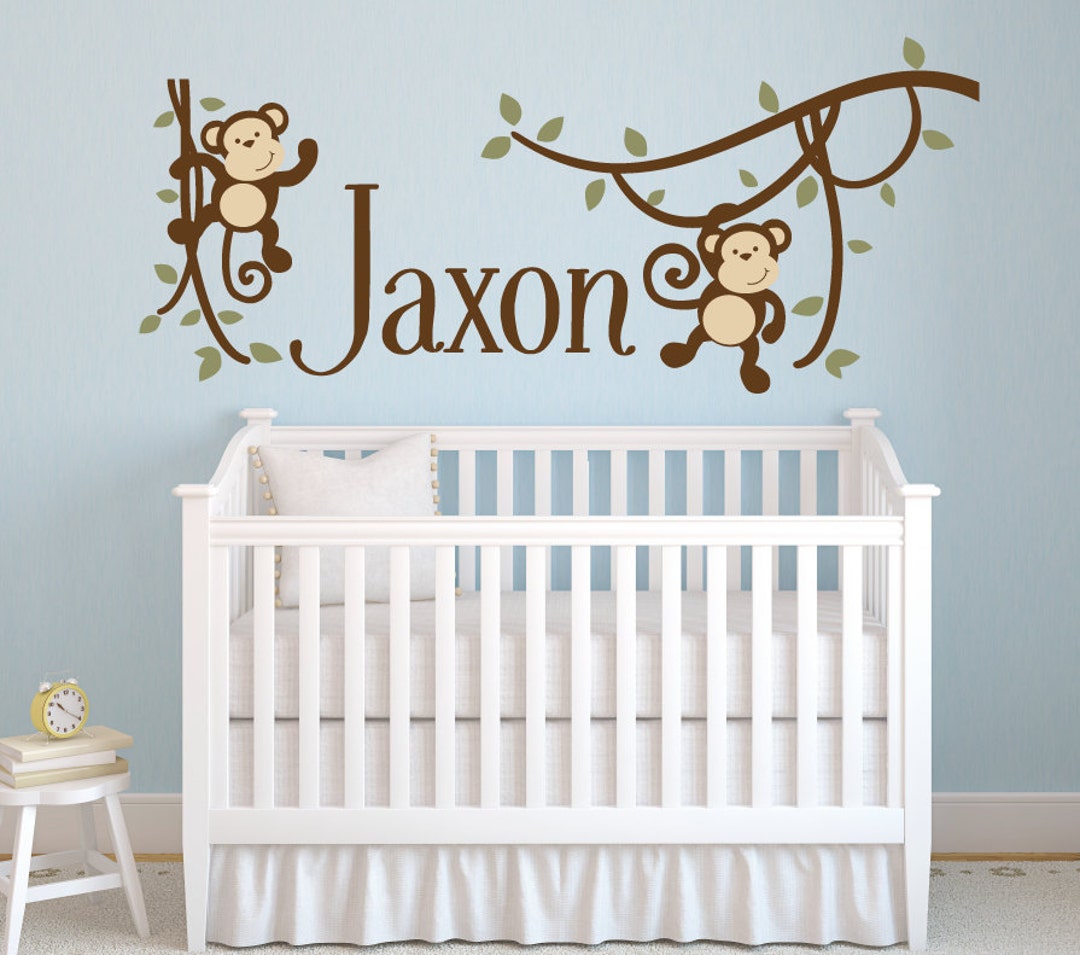 Monkey Wall Decor Monkey Wall Decor Nursery Wall Decal Monkey Etsy