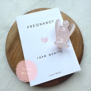 Pregnancy Guardian Angel | natural Rose Quartz crystal | conception | wellbeing stone | new mum gift | with meaning card