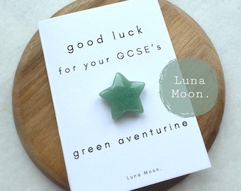 GCSE’s | exam good luck star | natural green aventurine crystal | confidence | courage | success | wellbeing stone | lucky charm gift