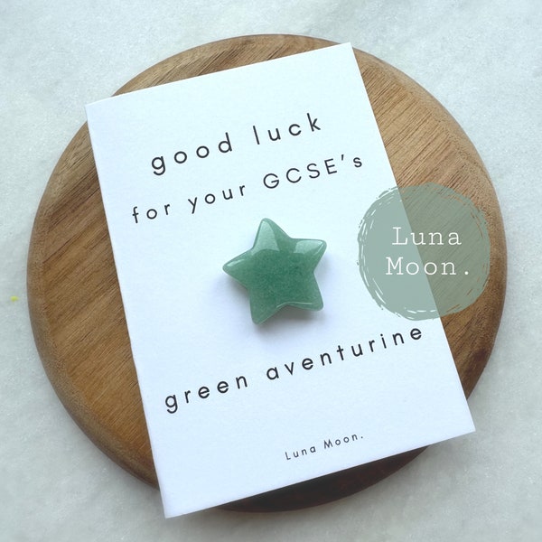 GCSE’s | exam good luck star | natural green aventurine crystal | confidence | courage | success | wellbeing stone | lucky charm gift