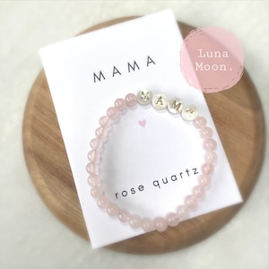 MAMA bracelet | rose quartz crystal beaded bracelet | wellbeing crystals | unconditional love | mother's day gift | new mum | birthday gift