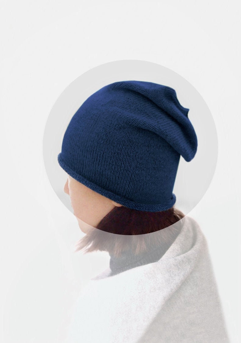 Navy Cashmere Beanie - Etsy Australia