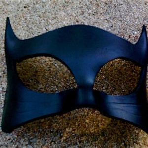 Solid Black Leather Cat Mask