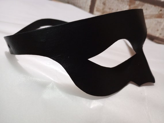 MaskIt Leder-Halbmaske 8 Zoll Navy – Maskerade-Maske Mit Schwarzen Bändern Für Party & Kostüm