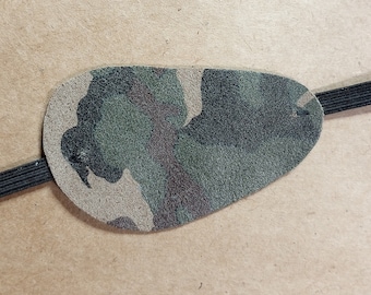 Soft flat camo leather eyepatch fit under glasses