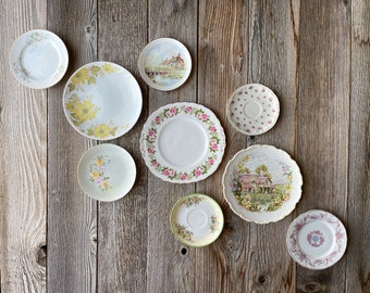Mismatched Wall Plates Set of 9 | English Cottage | Vintage Plate Gallery Wall Collection | Royal Albert | Floral Wall Art | Chic | Wall Art