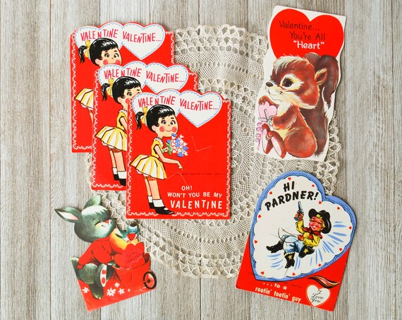 Vintage Valentine Cards Set of 6