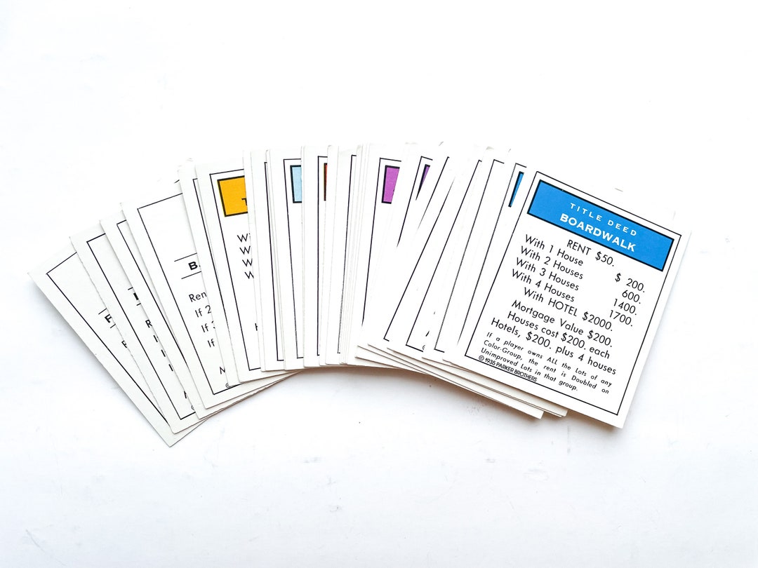Vintage Monopoly Property Cards Set of 28 Monopoly Property Etsy
