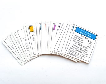 Vintage Monopoly Property Cards Set of 28 Monopoly Property Title Deed ...