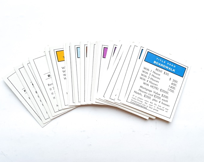 Vintage Monopoly Property Cards Set of 28 Monopoly Property Title Deed