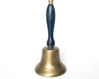 Brass Teacher's Bell Vintage | Brass School Bell with Wood Handle | Teacher Bell | Vintage | Brass | Vintage Bell | 8.5”