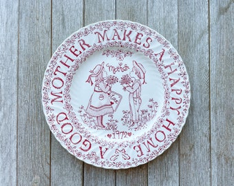 A Good Mother Makes A Happy Home Plate | Collectible | by Norma Sherman | 1972 | Crownford China | England