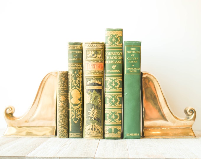 Brass Scroll Bookends Hollywood Regency Decor Solid Brass Etsy