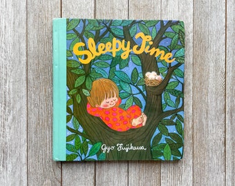 Sleepy Time | by Gyo Fujikawa | 1975 | board book | Vintage Children's Book | Aqua color | Bedtime Book | Vintage book