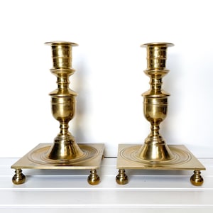 Vintage Brass Candlesticks Set of 2 | 9” | Brass Candle Holders | Brass Candle Sticks | Candleholders | Wedding Decor