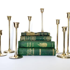 Brass Candlestick Holders: Set of 10 Vintage Taper Candle Sticks