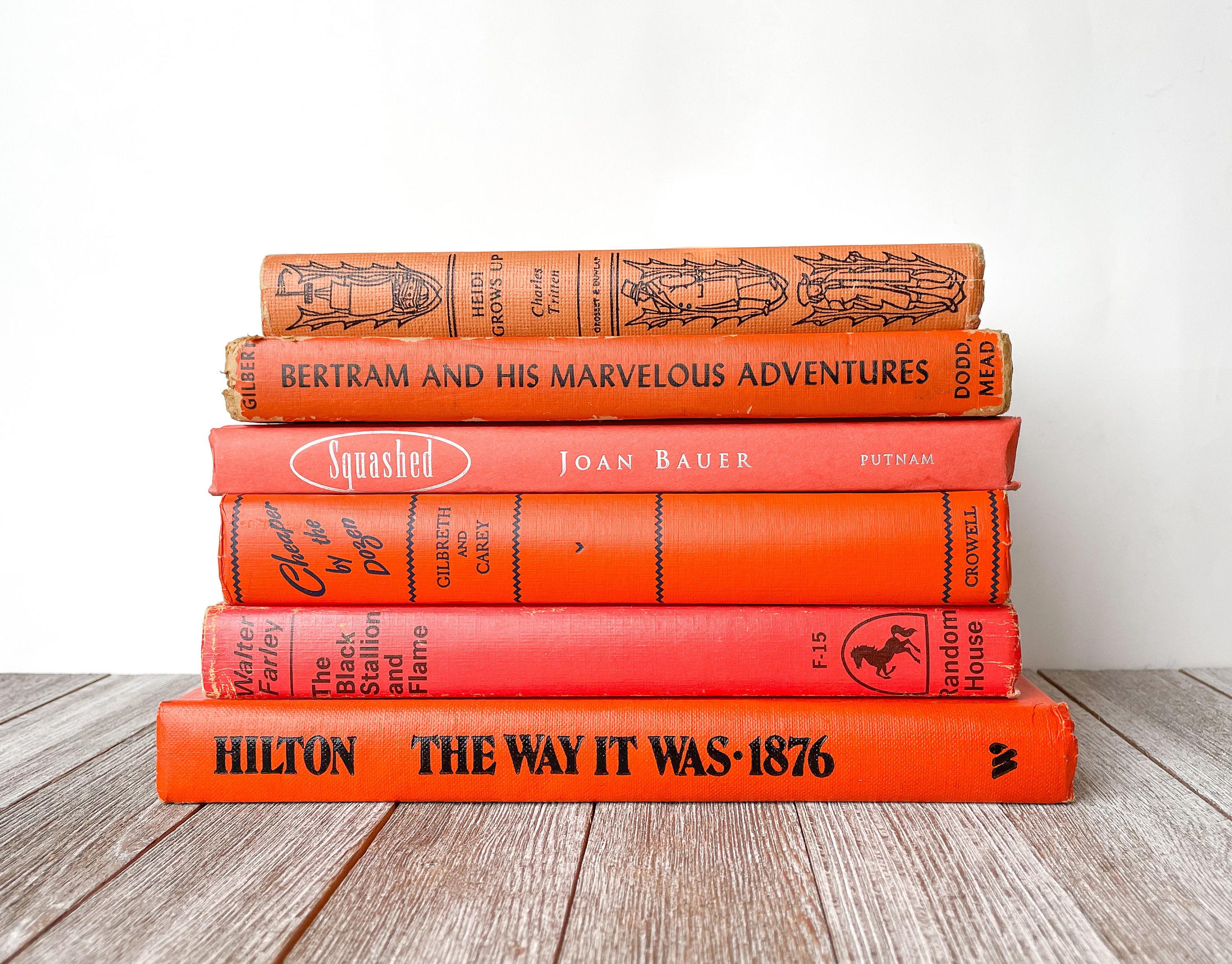 Vintage Decorative Books Set of 7 Orange Decorative Books Etsy