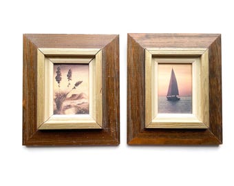 Framed Prints Set of 2 | Sailboat Landscape | Small Wooden Frame