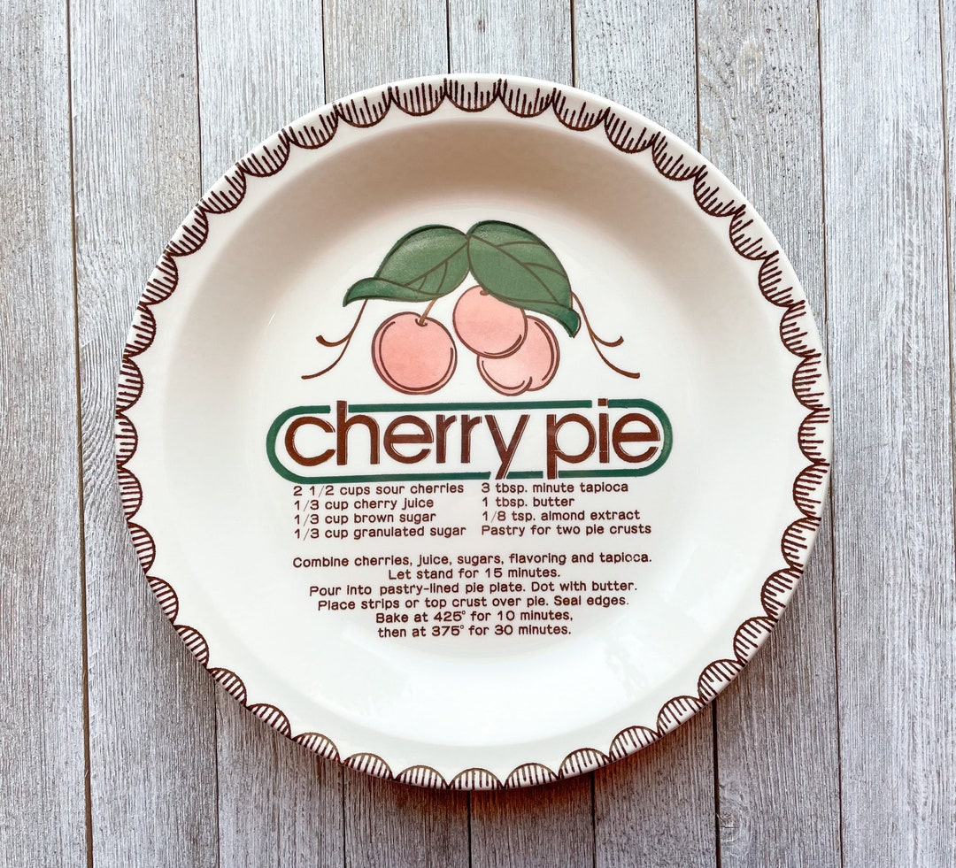 Cherry Pie Dish Pie Plate With Recipe Mount Clemens Pottery Oven Proof