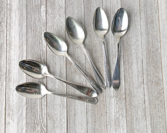 Set of 6 Silver Plate Serving Spoons MisMatch | Silver plate Flatware | Silver Plate | Tea Party Spoons