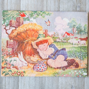 Vintage Little Boy Blue |  Nursery Rhyme Puzzle | Vintage Children&#39;s Puzzle | Learning | Shape Puzzle