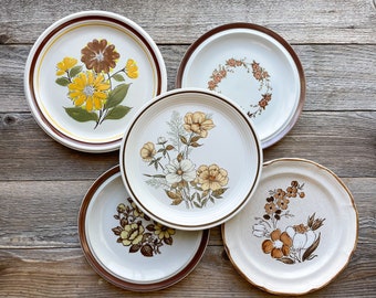 Mismatched Ironstone Dinner Plates Floral Set of 5 | Dinner Plates | Luncheon | Cottage Chic China | Retro | Tea party