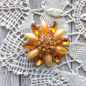 Vintage Sunflower Rhinestone Pin | Flower Pin | Vintage Jewelry  | Brooch