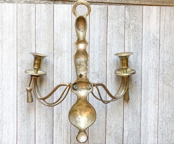 Vintage brass wall sconce candle holder deals